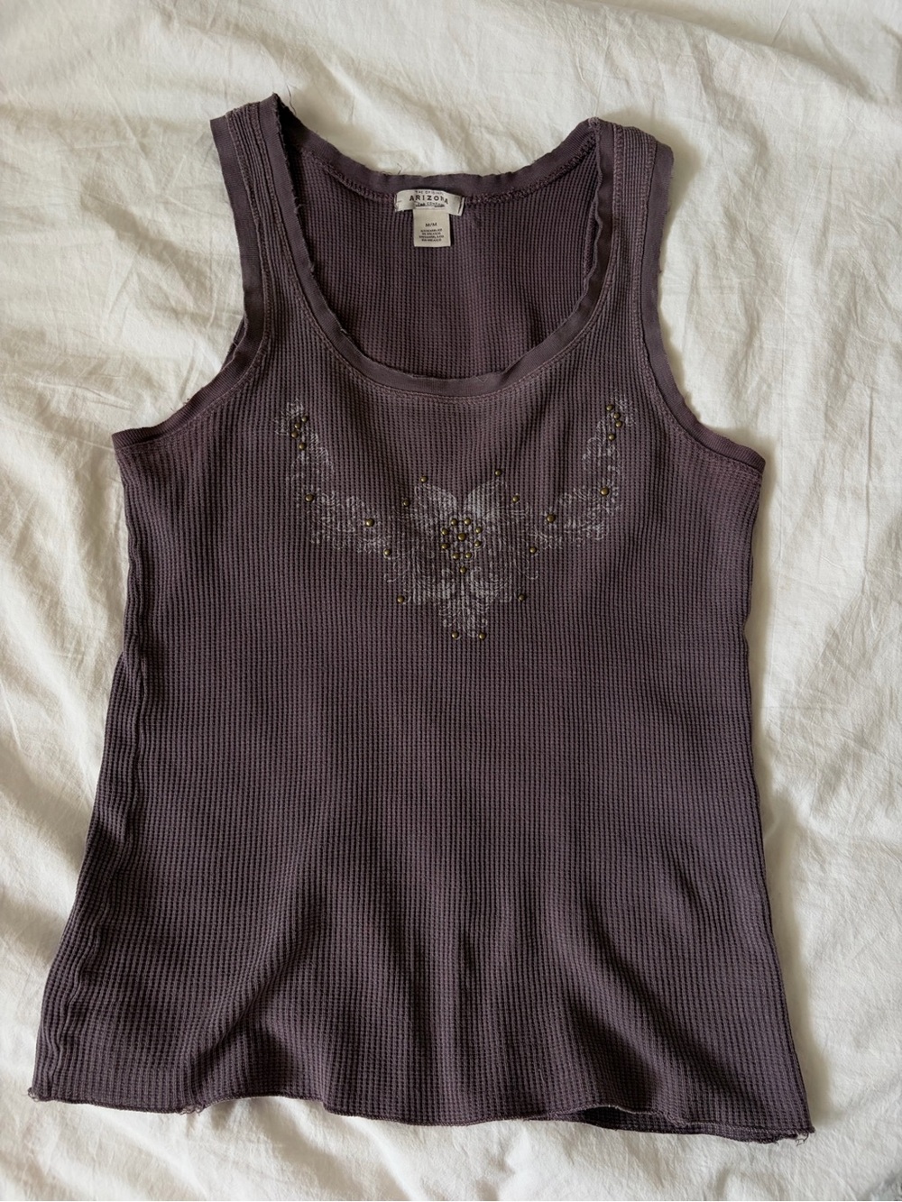 Arizona Jean Company Brown Ribbed Tank with Front Stud Detail